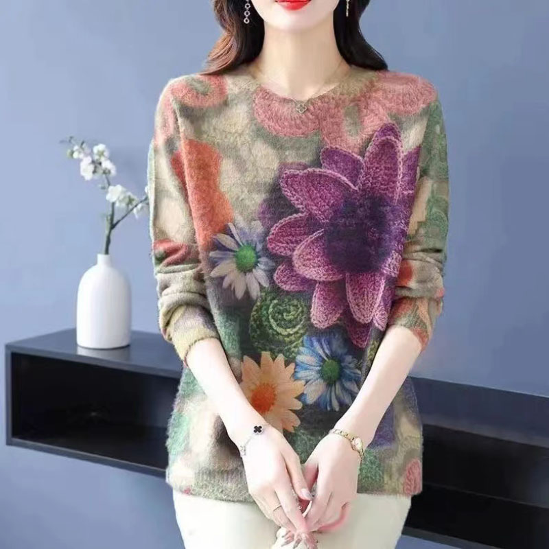 Summer Clothing Yarn - Imitation Mink Sweater Women's literature Retro