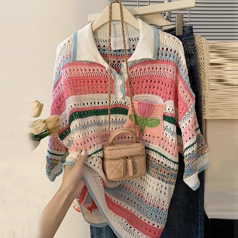Summer Clothing Yarn - Women Clothing Summer Contrast Color Striped