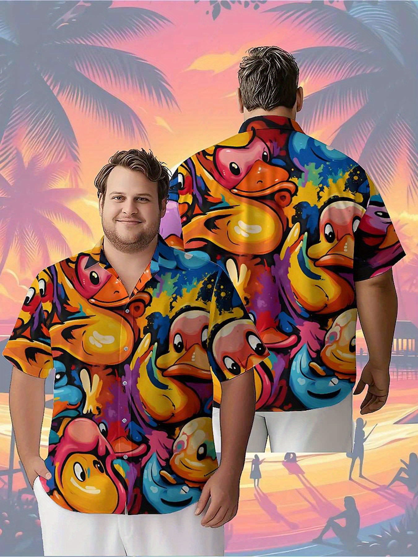Beach Shirt Hawaiian - Men's Plus Size Hawaiian Shirts Colorful