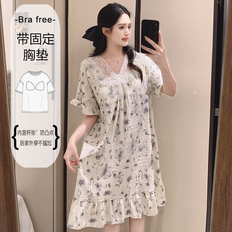 Summer Clothing Items - Plus Size Sweet Floral Print Nightgown