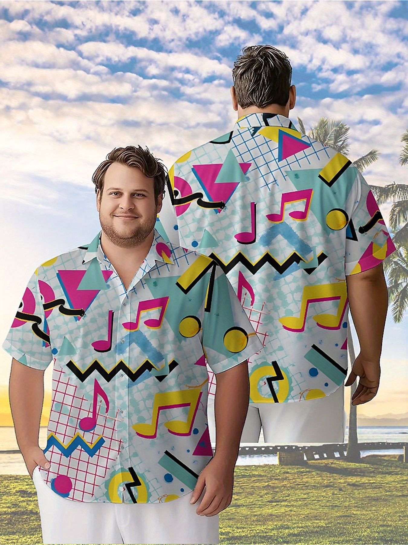 Beach Shirt Hawaiian - Men's Plus Size Hawaiian Shirts Retro