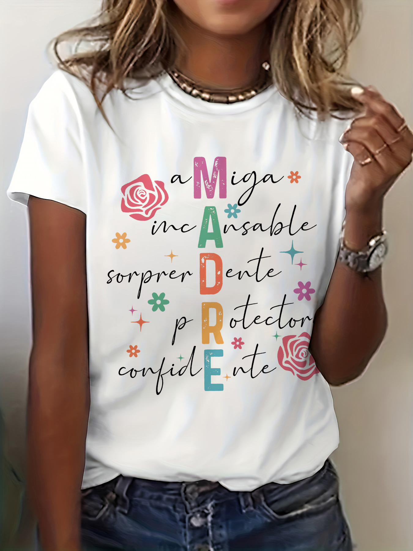 Summer Clothing In Spanish - Madre Spanish Mother Graphic Print Sleeve