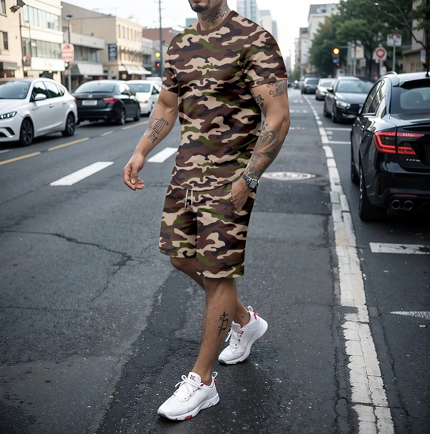 Summer Clothing Petite - Camouflage Outdoor Tracksuits 3D Print Men's