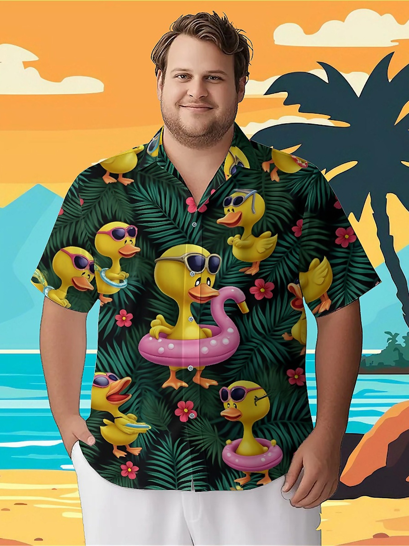 Beach Shirt Hawaiian - Men's Plus Size Hawaiian Shirts Tropical