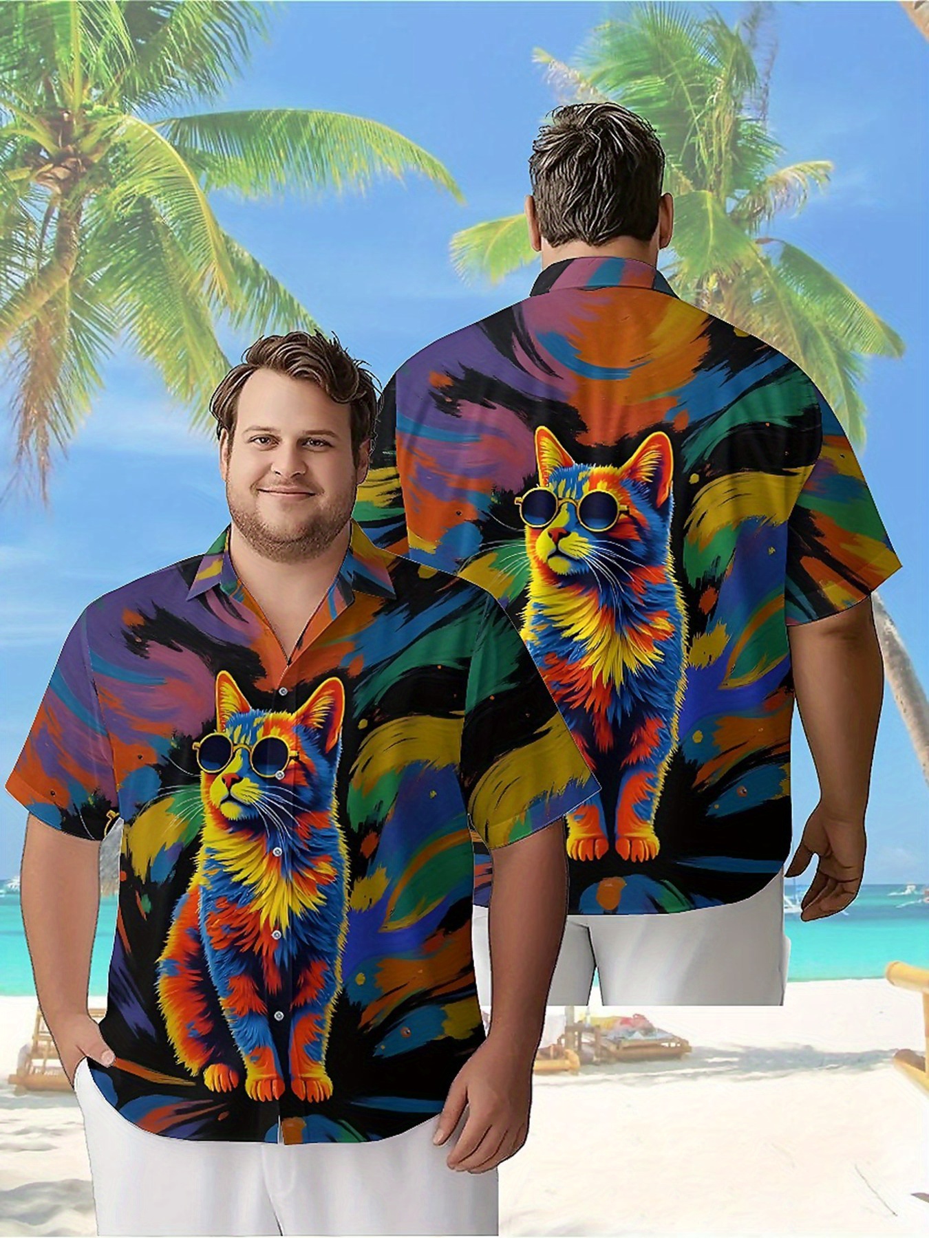 Beach Shirt Hawaiian - Men's Plus Size Hawaiian Shirts Colorful