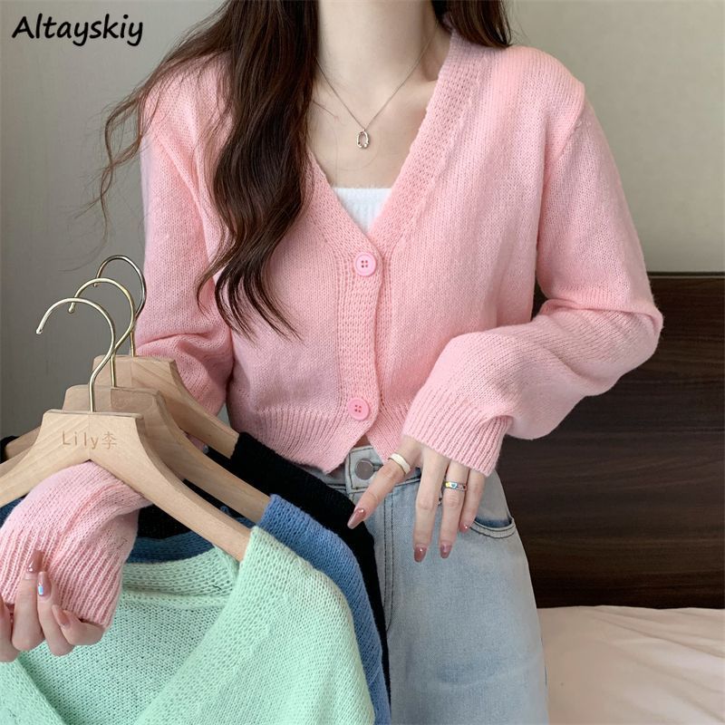 Crop Cardigan Women Slim Autum - Summer Clothing Aesthetic review and price