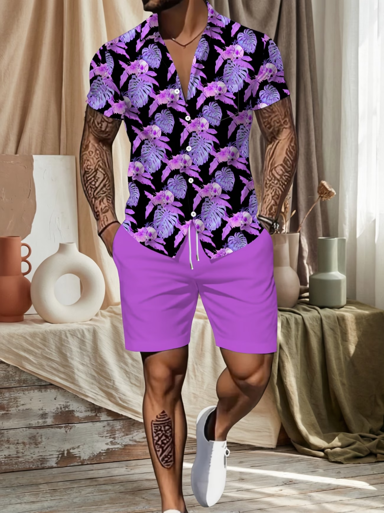 2026 New Men's 2 Piece Outfit  - Beach Shirt Hawaiian review and price