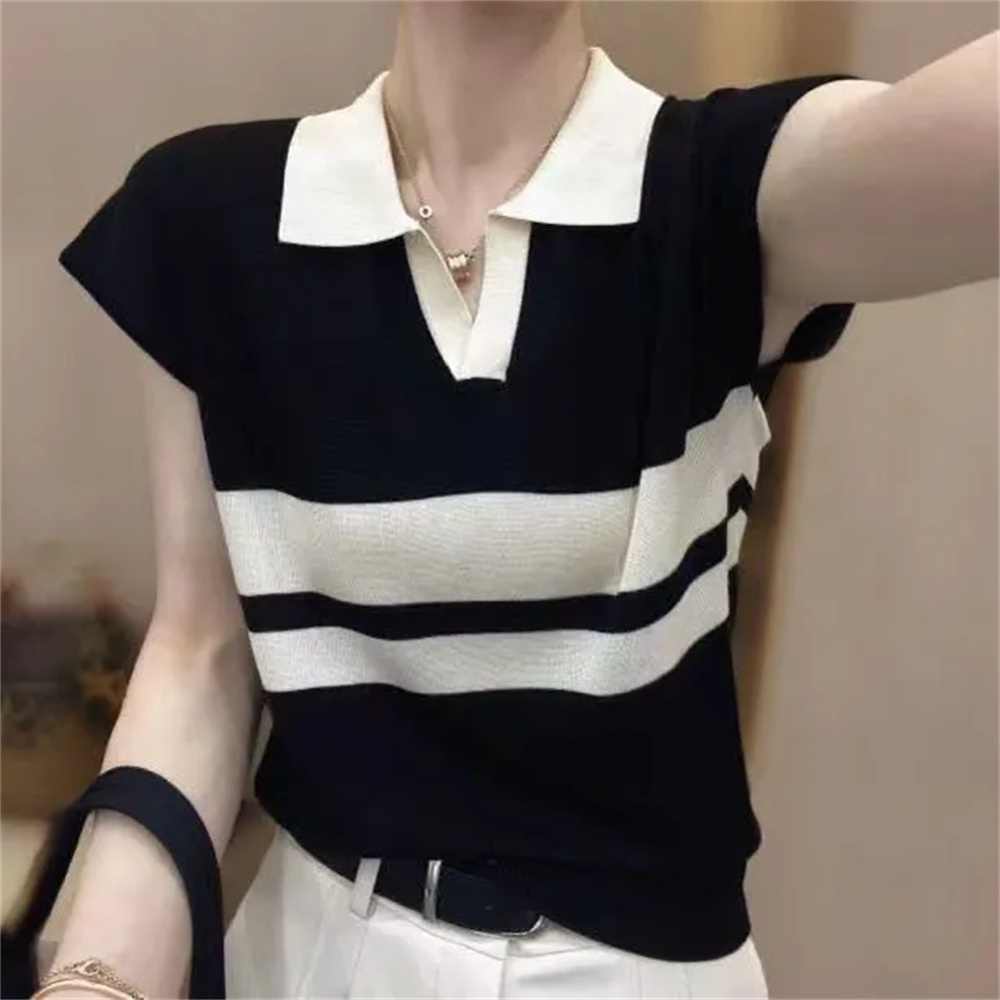 Polo Neck Solid Short Sleeve K - Summer Clothing Yarn review and price