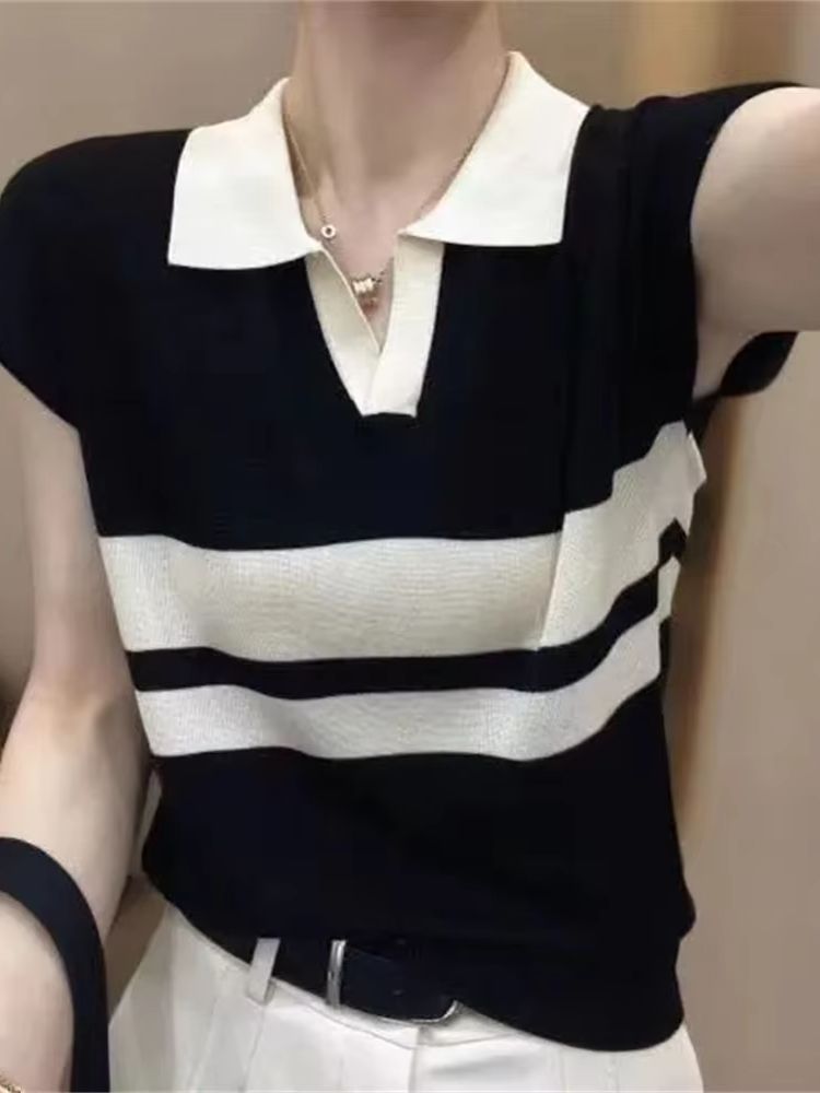 Polo Neck Solid Short Sleeve K - Summer Clothing Yarn review and price