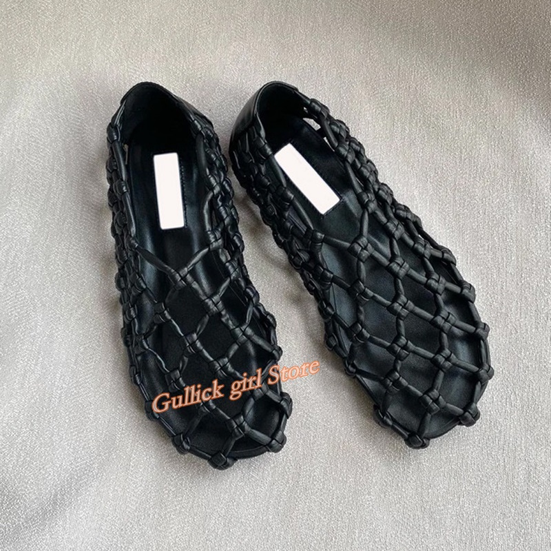French Woven Mesh Hollow flat  - Summer Clothing Sale review and price