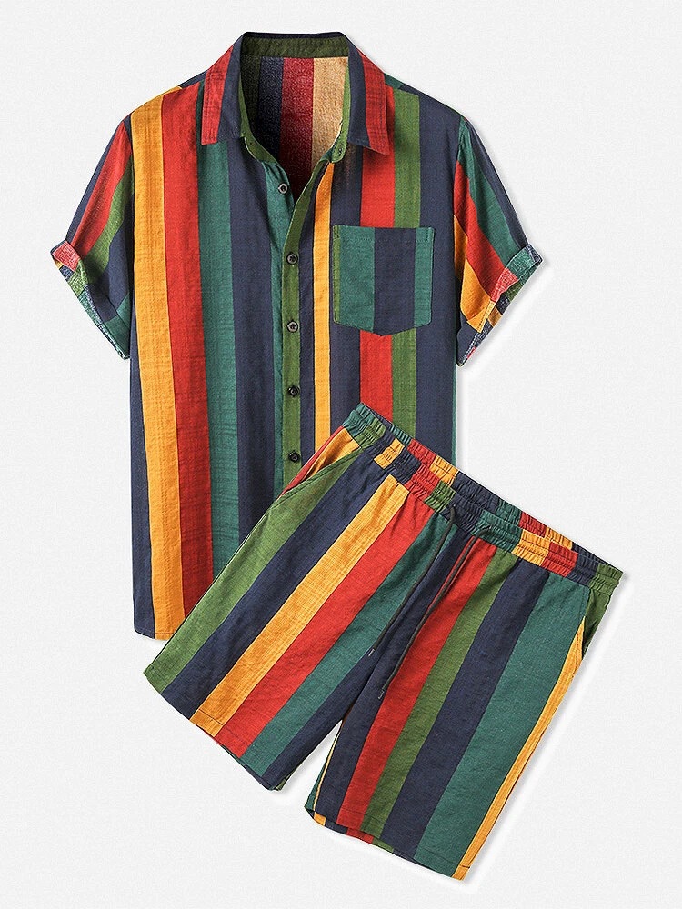 Summer Men's 2 Piece Set, Colo - Beach Shirt Hawaiian review and price