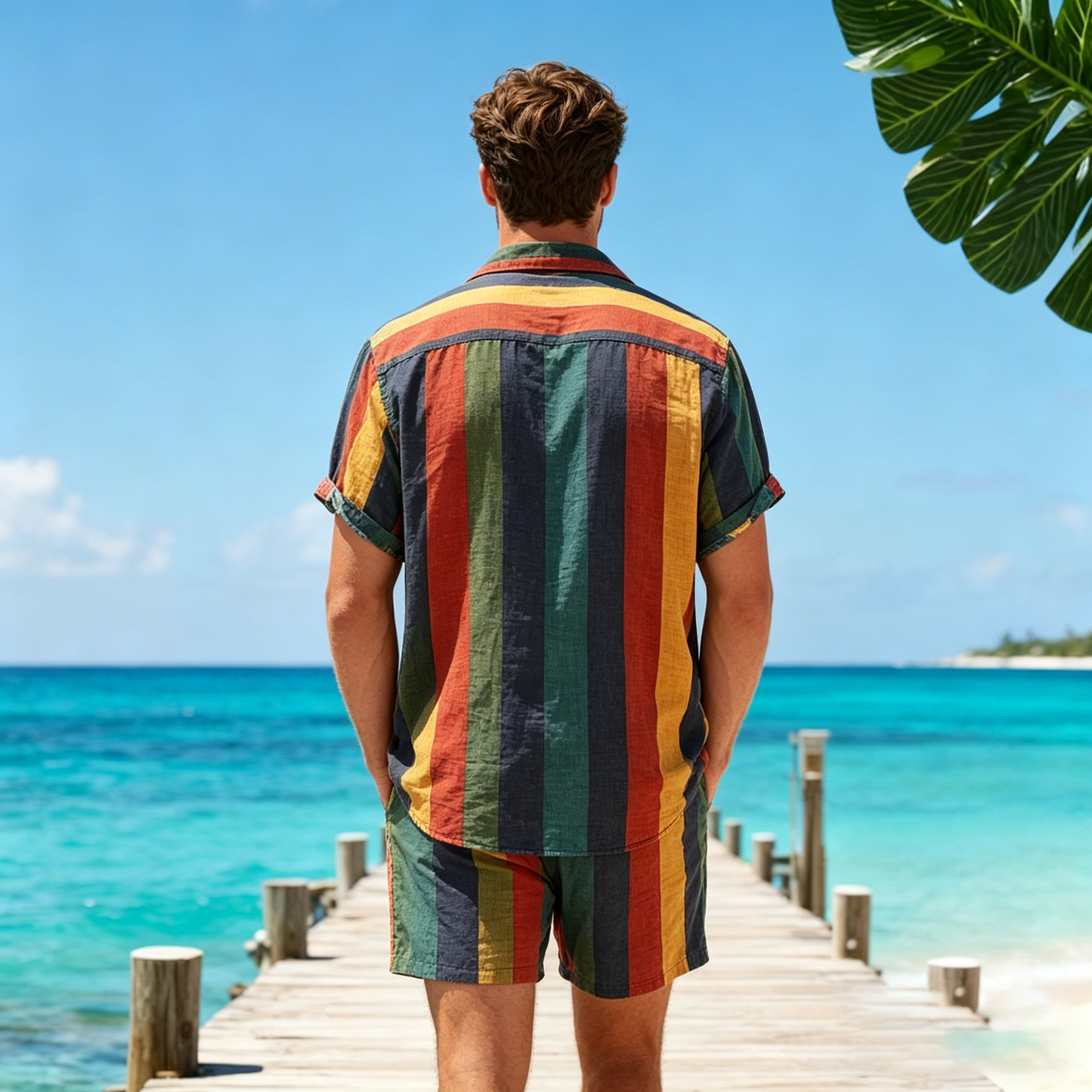 Summer Men's 2 Piece Set, Colo - Beach Shirt Hawaiian review and price