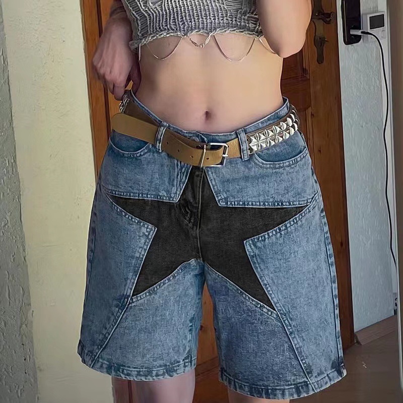 Stars Patchwork Women Short Je - Summer Clothing Vintage review and price
