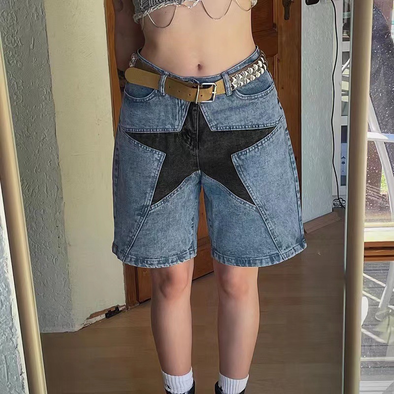 Stars Patchwork Women Short Je - Summer Clothing Vintage review and price